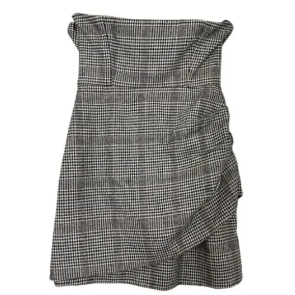 ‼️SOLD‼️HOUSE OF HARLOW NWT Gray Strapless Wool Blend Houndstooth Mini Dress - Picture 14 of 16